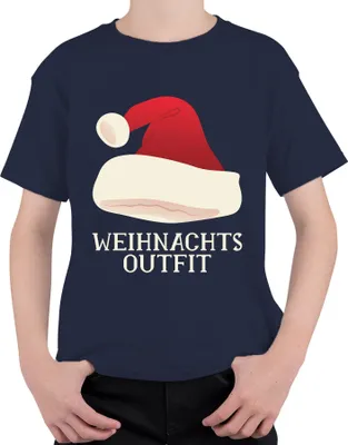 Produktbild von Weihnachtsoutfit Weihnachtsmütze - Weihnachten Weihnachtsgeschenk Christmas Uni Kinder T-Shirt, Navy, 152