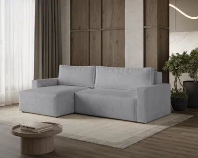 Image de Canapé d'angle LIVIO L avec fonction couchage, canapé avec rangement, canapé de salon, canapé, canapé-lit, ensemble de salon - POSO 55
