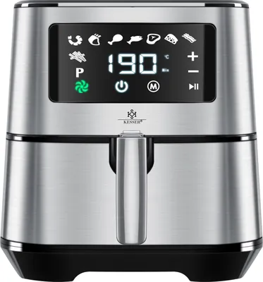 Produktbild von Kesser® XXL 5,5 Liter Heißluftfritteuse Edelstahl  | inkl.Brotbackkorb | 1700W Friteuse Fritteuse Airfryer | Touch Display | 8 Programmen | ohne ÖL | ✓ Backofen ✓ Heißluft ✓ Grill | Fettfrei