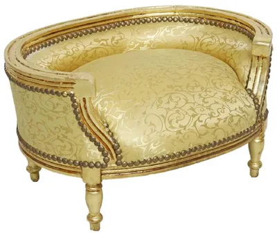 Image de Casa Padrino Lit Baroque pour Chien & Chat Dessin Doré / Or Antique - Canapé de style baroque fait main pour chiens et chats - Meubles Baroques pour Chiens et Chats - Meubles Baroques pour Animaux