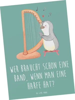 Produktbild von Mr. & Mrs. Panda Ansichtskarte Harfenzauber - Meeresbrise - Geschenk, bildkarte, Kunstkarten, Harfenspieler, himmlisch, Ansichtskarten, Postkarte, Band, einzelkarte