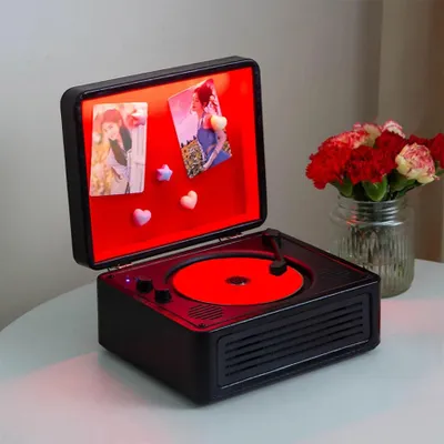 Produktbild von ZELURXX Multifunktionaler Bluetooth Lautsprecher mit LED & Doppel-CD-Player – Retro Design, 3000mAh Akku, Fernbedienung, schwarz