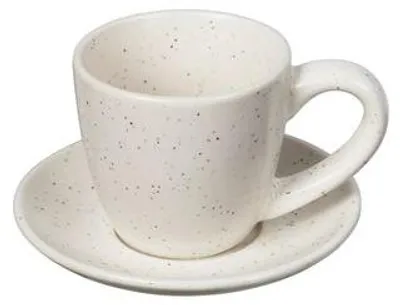 Broste Copenhagen Nordic Vanilla Espressotasse mit Untertasse, Ø9 x H5 cm