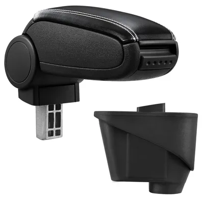 Armlehne Mittelarmlehne Leder Bezug Schwarz / Weiß für Citroen DS3 ab 2010 – Produktansicht