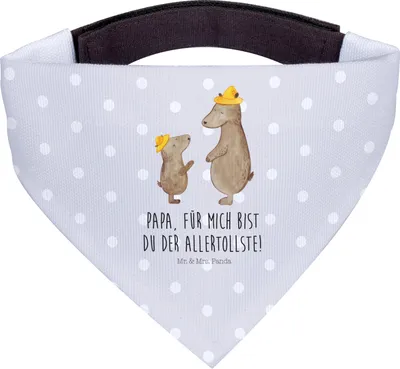 Produktbild von Mr. & Mrs. Panda Halstuch Hund Bären mit Hut - Grau Pastell - Geschenk, Vatertag, Familie, Muttertag, Family, Bandana, Für Hunde, Papi, Dreieckstuch, Kinder