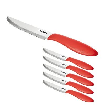 Obrázok produktu pre Tescoma Nôž jedálenský PRESTO 12 cm, 6 ks, červená