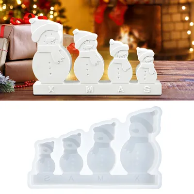Produktbild von Silikonform für Weihnachtskerzen, Schneemänner, 3D-Gussformen, DIY-Kerzenformen zum Gießen in Gipsformen, Bastelprojekte zur Kerzenherstellung