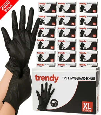Produktbild von 2000x TPE Einweghandschuhe XL Schwarz | Professionelle Einmalhandschuhe | Puderfrei & Latexfrei | Für Gastronomie, Friseur, Kosmetik, Pflege & Küche