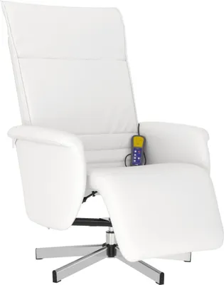 Produktbild von vidaXL Massagesessel mit Fußteil Weiß Kunstleder