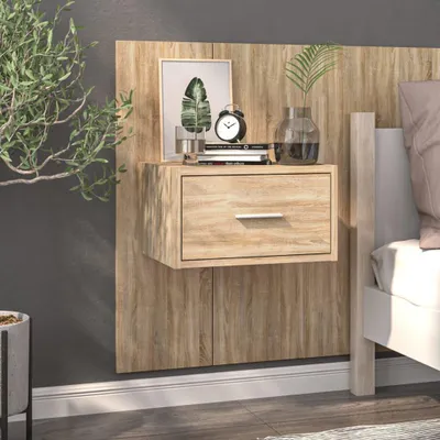 Image de vidaXL Table de nuit murale Chêne Sonoma Matériau dérivé du bois
