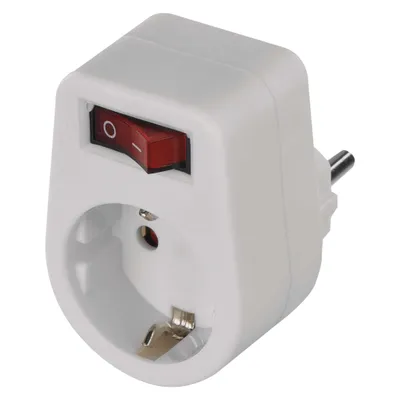 Produktbild von EMOS Adapterstecker mit Schalter, Weiß, erhöhter Berührungsschutz, IP 20, bis 3680 Watt, P00262