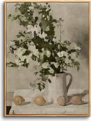 Produktbild von Vintage Leinwand Bilder mit Holz Rahmen 30x40 cm Blumen Stillleben Wandbilder