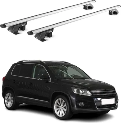 Zdjęcie produktu dla Bagażnik dachowy Podstawowy bagażnik dachowy do VW Tiguan mk1 2007-2016 90 kg Aluminium Srebrny 2 szt. ABE
