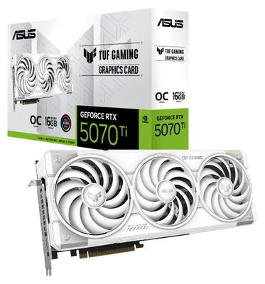 Image de ASUS TUF Gaming TUF-RTX5070TI-O16G-WHITE-GAMING NVIDIA GeForce RTX 5070 Ti 16 Go GDDR7