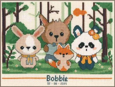 Zdjęcie produktu dla Zestaw do haftu krzyżykowego Vervaco "Panda i przyjaciele", wzór do liczenia, 19x14cm