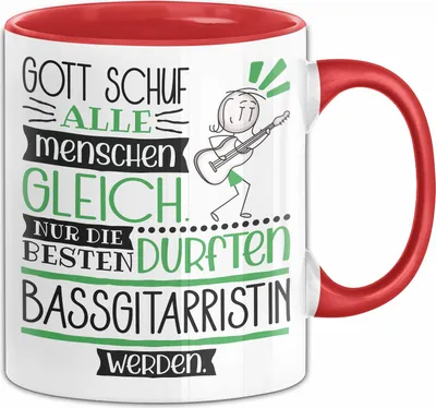Produktbild von Bassgitarristin Geschenk Becher Tasse Gott Schuf Alle Menschen Gleich Nur Die Besten Durfeten Bassgitarristin Werden Geschenkidee Lustig (Rot)