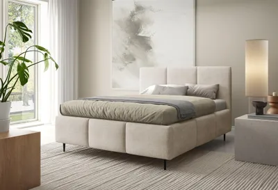 Produktbild von Polsterbett Schlafzimmerbett MIAMI 180x200cm in Stoff Lambi Beige