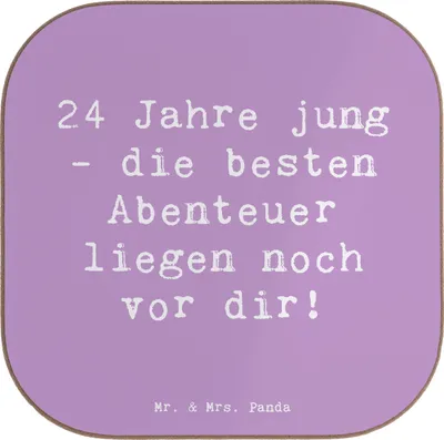 Produktbild von Mr. & Mrs. Panda Untersetzer für Gläser Spruch 24. Geburtstag - Lavendeltraum - Geschenk, Coaster, Liebe, Tischuntersetzer, Glas, Geburtstagsgeschenk, Happy Birthday