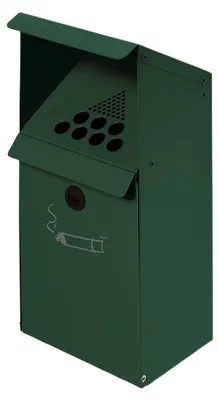 Produktbild von Großvolumiger Wandascher mit Schutzdach | 3,7 Liter, HxBxT 41x18x15cm | Verzinkter Stahl | Grün