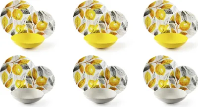 Obrázok produktu pre Súprava riadu Excelsa 18-dielna Lemon Grey z plochého porcelánu a kameniny žltej farby