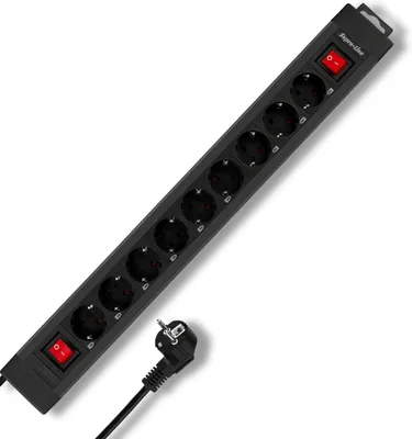 Imagen del producto de REV Ritter 00149271 - Regleta de enchufes SupraLine, 9 enchufes - 3,7 m - Color antracita/negro