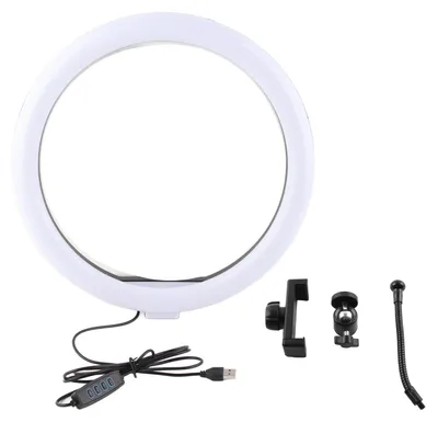 Obrázok produktu pre LED kruhové svetlo s priemerom 13 palcov, s držiakom na telefón a USB konektorom, určené na líčenie a fotenie selfie