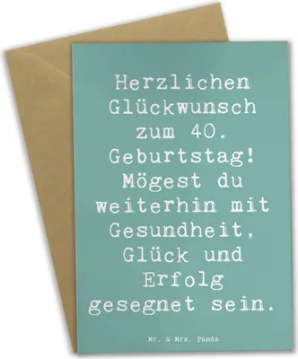 Produktbild von Mr. & Mrs. Panda Grußkarte Spruch 40. Geburtstag - Meeresbrise - Geschenk, Glückwunsch, Erinnerungen, Jubiläum, Meilenstein, Alter, weihnachtskarten, hochzeitskarten