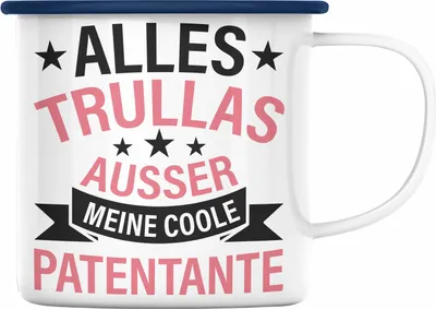 Produktbild von Trendation - Patentante Emaille Tasse Geschenk Lustig Alles Trullas Geschenkidee Geburtstag (Blau)