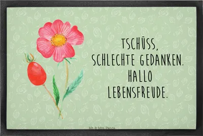 Produktbild von Mr. & Mrs. Panda Bodenvorleger Blume Hagebutte 40 x 60 cm - Blattgrün - Geschenk, Schmutzfangmatte, Lebensfreude, Garten, matte haustür, fußmatte, Fußabtreter, Gummimatte