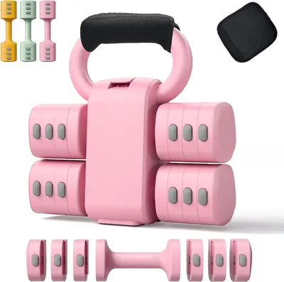 Produktbild von Verstellbare Hanteln – Fitness-Set – Krafttraining – 2-in-1-System – 2,2 bis 5,5 kg – Rosa
