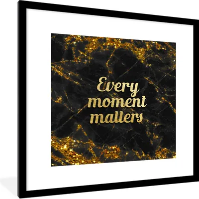 Produktbild von MuchoWow® Gerahmtes Poster Zitat - Gold - Glitter - Marmor 40x40 cm - Poster mit Schwarzem Bilderrahmen Wandposter Rahmen Foto Bilder - Poster - Plakat im Rahmen