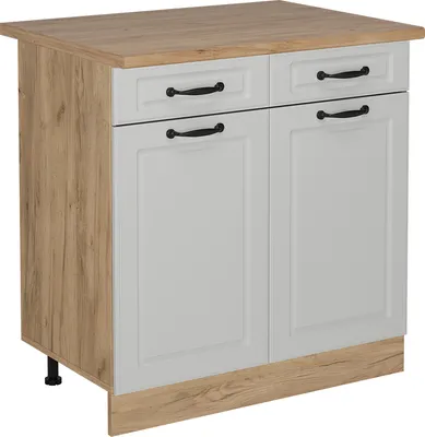 Produktbild von Küchenunterschrank Vicco R-Line Weiß Landhaus 80 cm , AP Eiche, Model 53557