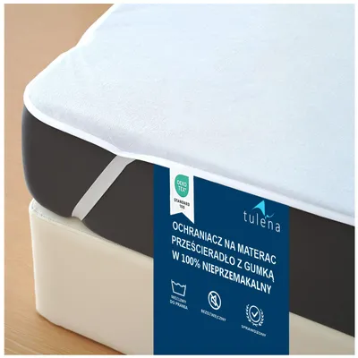 Zdjęcie produktu dla TULENA ochraniacz na materac 180x200 cm frotte, wodoodporny, oddychający, miękki, odporny na roztocza, ochrona przed moczem i dla alergików