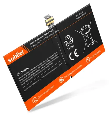 Produktbild von subtel 1x Akku für Notebook Kompatibel mit Microsoft Surface Pro 4, Surface Pro 4 1724, Surface 4 1724, G3HTA027H - (5050mAh, 7.5V)