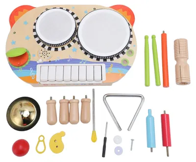 Immagine prodotto di Strumento musicale per bambini in legno, tamburo multifunzionale, percussioni, pianoforte, percussioni, apprendimento precoce