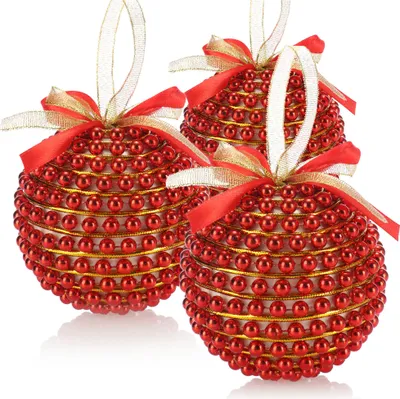 Produktbild von com-four® 3x Weihnachtskugeln, Christbaumkugeln aus Kunststoff für Weihnachten, Baumschmuck für den Christbaum, Ø 10 cm