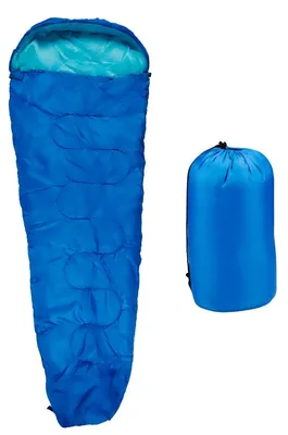 Obrázok produktu pre Camp Active Mumie spací vak letný spací vak pre 5°C až 10°C - spací vak pre jednu osobu - pre festivaly, turistiku a kempovanie - 210 x 80 cm - modrý