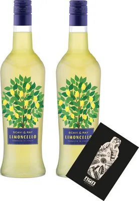 Produktbild von Scavi & Ray 2er Set Limoncello 2x 0,7L (25% Vol) italienischer Zitronenlikör mit Mixcompany Grußkarte- [Enthält Sulfite]