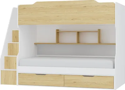 Produktbild von Etagenbett 90 x 190 cm - Mit Ablagefächern - Weiß und natur - YALOVA