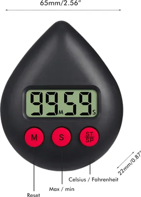 Obrázok produktu pre Kúpeľňový časovač v tvare čiernej kvapky vody Prenosný časovač s jednoduchou prevádzkou Digitálny sprchovací časovač na varenie pre kuchynskú sprchu