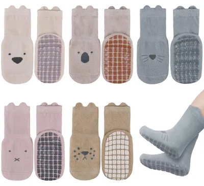 Produktbild von Babysocken Antislip mit Silikonsohle - 5 Paar in verschiedenen Größen - 3270511