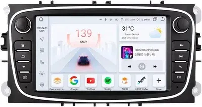Immagine prodotto di Autoradio con Bluetooth e CarPlay – per Ford Focus, S-Max, Mondeo, Galaxy, C-Max, Kuga – compatibile con Apple e Android – impianto stereo – sistema di navigazione – 3 GB di RAM, 32 GB di memoria interna – display da 7 pollici