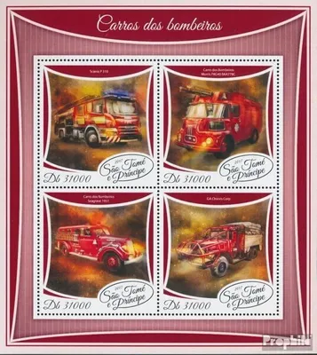 Produktbild von Briefmarken Sao Tome e Principe 2017 Mi 7458-7461 Kleinbogen (kompl. Ausgabe) postfrisch Feuerwehrfahrzeuge