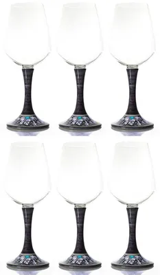Produktbild von Casa Padrino Luxus Weinglas 6er Set Schwarz / Mehrfarbig H. 23,5 cm - Handgefertigte & handbemalte Weingläser - Hotel & Restaurant Accessoires - Luxus Qualität - Italy