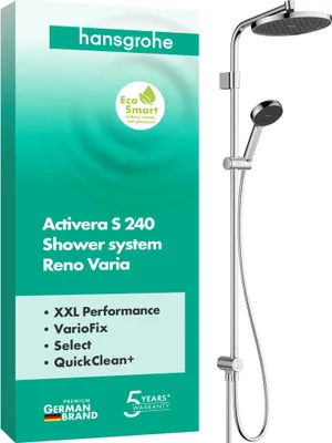 Immagine prodotto di hansgrohe Showerpipe Activera S 240 1jet EcoSmart Reno Varia, cromato, 1 pezzo.