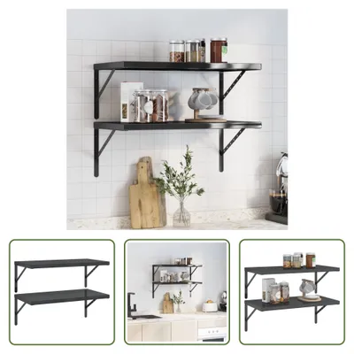 Immagine prodotto di The Living Store Mensole a muro 2 pz. 75x40 cm Nero Acciaio inox