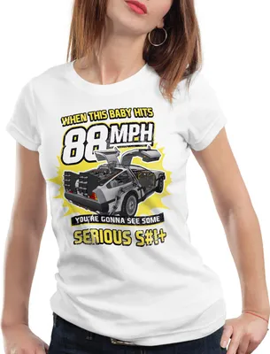 Produktbild von style3 88mph T-Shirt Damen DMC zukunft delorean zeitreise, Farbe:Weiß, Größe:S