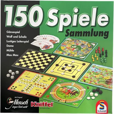 Produktbild von Schmidt Spiele Spielesammlung mit 150 Spielen, Gesellschaftsspiel, Brettspiel, Würfelspiel 49141
