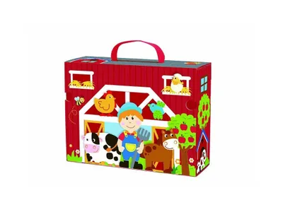 Produktbild von TOOKY TOY Drewniana Farma w Walizce Figurki Pojazdy