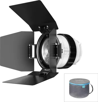 Image de Lentille de Fresnel pour monture Bowens 10��- 45�� Mise au point optique 10X plus lumineuse avec porte de grange amovible à 4 volets pour outil de mise en forme de la lumière continue en studio